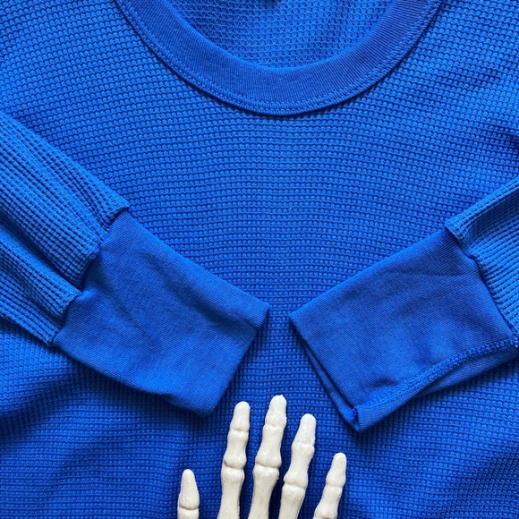 🏴☠️ SOLD 🏴☠️ Vintage 70s 80s Fruit of the Loom Blue Waffle Thermal ~ Size XL - Picture 5 of 8